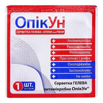 Опікун серветка гелева антимікробна при опіках та ранах 10 см x 10 см 1 шт.