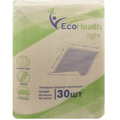 Пелюшки гігієнічні поглинаючі Ecohealth Light 60 см x 90 см 30 шт.