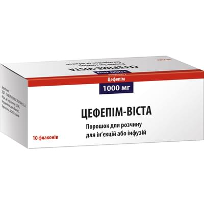 Цефепім-Віста порошок д/ін. по 1000 мг №10 (флакони)