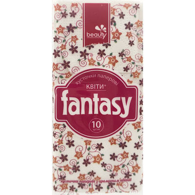 Платочки бумажные Fantasy Beauty 3-х слойные с ароматом цветов 10 шт.