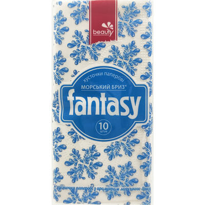 Хустинки паперові Fantasy Beauty 3-шарові з ароматом морського бризу 10 шт.