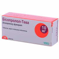 Бисопролол-Тева Тева таблетки по 10 мг №30 (3 блистера х 10 таблеток)