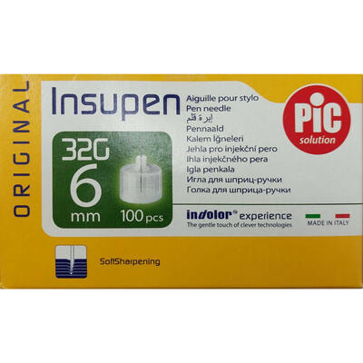 Иглы для инсулиновых шприц-ручек Insupen Original размер 32G 6 мм, 0,23 мм x 6 мм, 100 шт.