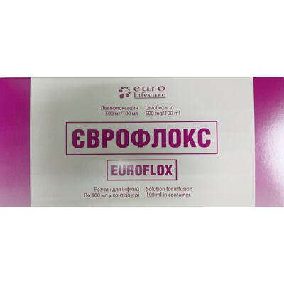 Еврофлокс раствор д/инф. 500 мг / 100 мл по 100 мл (контейнер)