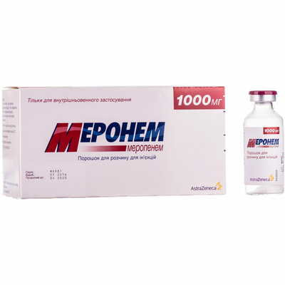 Меронем порошок д/ін. по 1000 мг №10 (флакони)