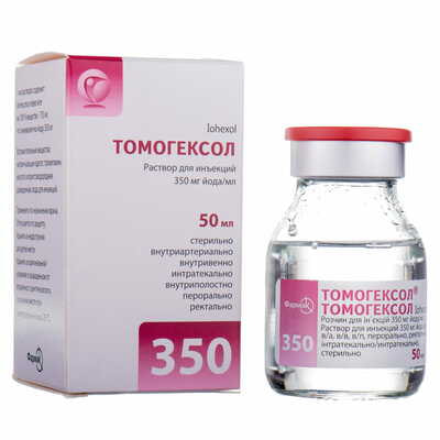 Томогексол розчин д/ін. 350 мг йоду/мл по 50 мл (флакон)