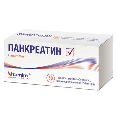 Панкреатин таблетки по 250 мг №60 (6 блістерів х 10 таблеток)