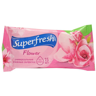 Салфетки влажные Super Fresh Flower 15 шт.