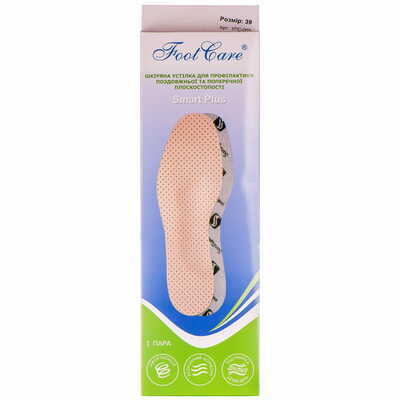 Устілки ортопедичні Foot Care УПС-003 шкіряні для профілактики плоскостопості розмір 39