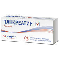 Панкреатин таблетки по 250 мг №20 (2 блистера х 10 таблеток)