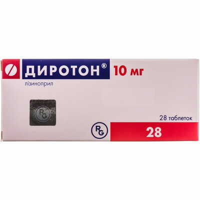 Диротон таблетки по 10 мг №28 (2 блістери х 14 таблеток)