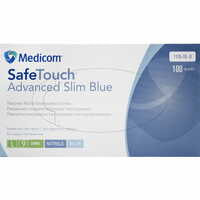 Рукавички оглядові Medicom SafeTouch Advanced Slim Blue нітрилові нестерильні неприпудрені текстуровані розмір L пара