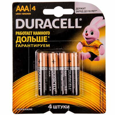 Батарейки Duracell Basic AAA алкалінові 1,5V LR03 4 шт.