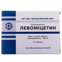 Левоміцетин Борщагівський Хфз таблетки по 500 мг №10 (блістер)